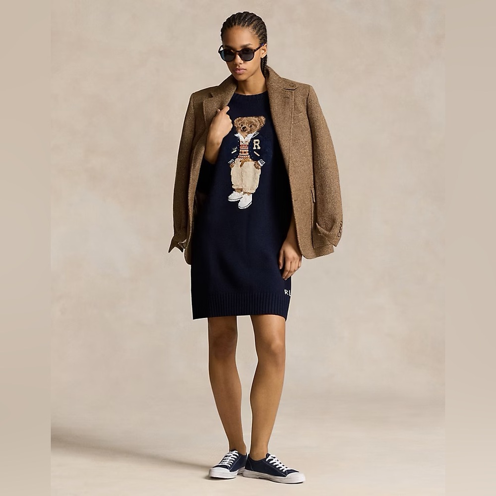 POLO RALPH LAUREN Bear Crewneck oversized Sweater Dress